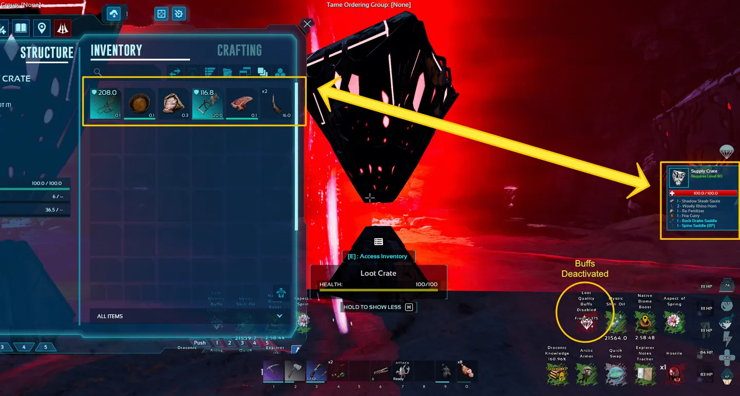 Supply crate preview after loot quality buff multipliers have been neutralized